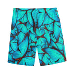 Turquoise Butterfly Pattern Print Men's Sports Shorts