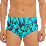Turquoise Butterfly Pattern Print Men's Triangle Swim Briefs