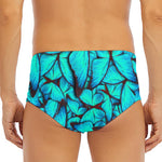 Turquoise Butterfly Pattern Print Men's Triangle Swim Briefs