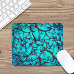 Turquoise Butterfly Pattern Print Mouse Pad