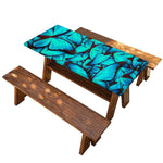 Turquoise Butterfly Pattern Print Picnic Table Cover
