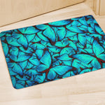 Turquoise Butterfly Pattern Print Polyester Doormat