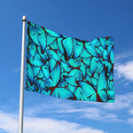 Turquoise Butterfly Pattern Print Polyester Flag