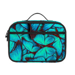 Turquoise Butterfly Pattern Print Portable Lunch Bag