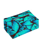 Turquoise Butterfly Pattern Print Rectangle Tissue Box Cover