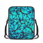 Turquoise Butterfly Pattern Print Rectangular Crossbody Bag