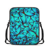 Turquoise Butterfly Pattern Print Rectangular Crossbody Bag