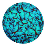 Turquoise Butterfly Pattern Print Round Blanket