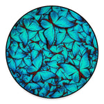 Turquoise Butterfly Pattern Print Round Floor Mat