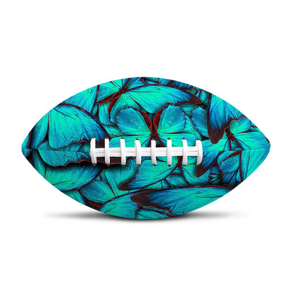 Turquoise Butterfly Pattern Print Rugby Ball