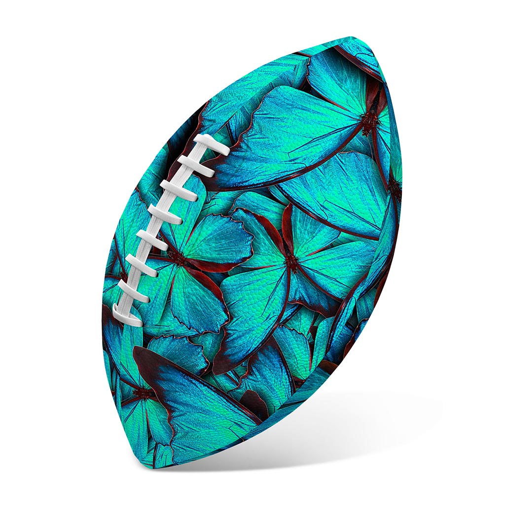 Turquoise Butterfly Pattern Print Rugby Ball