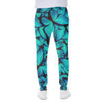 Turquoise Butterfly Pattern Print Scuba Joggers