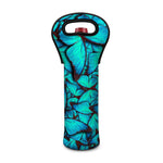 Turquoise Butterfly Pattern Print Single Neoprene Wine Tote