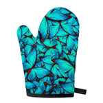 Turquoise Butterfly Pattern Print Single Oven Mitt