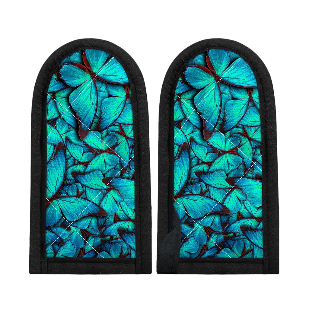 Turquoise Butterfly Pattern Print Skillet Handle Cover