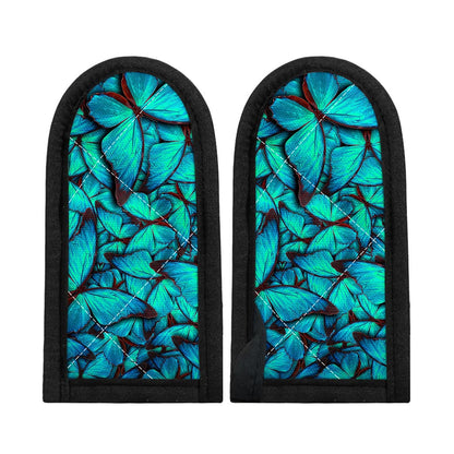 Turquoise Butterfly Pattern Print Skillet Handle Cover