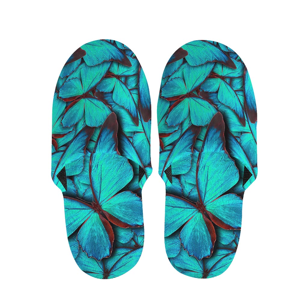 Turquoise Butterfly Pattern Print Slippers