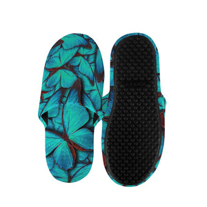 Turquoise Butterfly Pattern Print Slippers