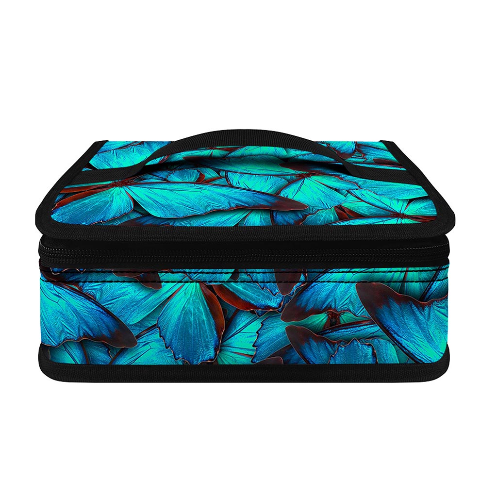 Turquoise Butterfly Pattern Print Small Lunch Bag