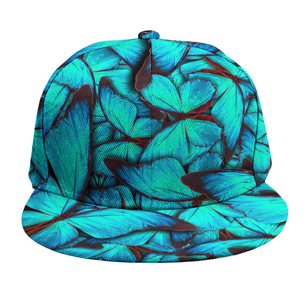 Turquoise Butterfly Pattern Print Snapback Cap