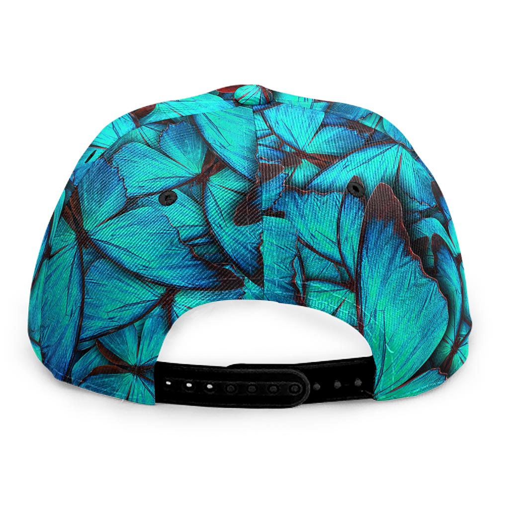 Turquoise Butterfly Pattern Print Snapback Cap