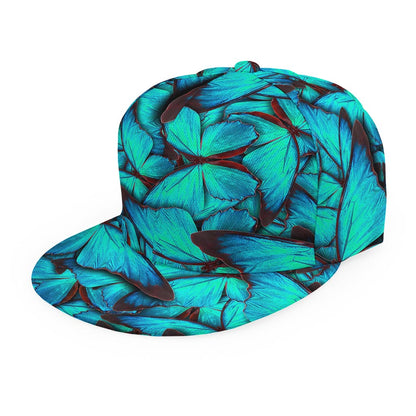 Turquoise Butterfly Pattern Print Snapback Cap