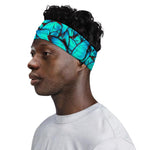 Turquoise Butterfly Pattern Print Sports Headband