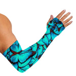 Turquoise Butterfly Pattern Print Sun Protection Arm Sleeves