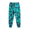 Turquoise Butterfly Pattern Print Sweatpants