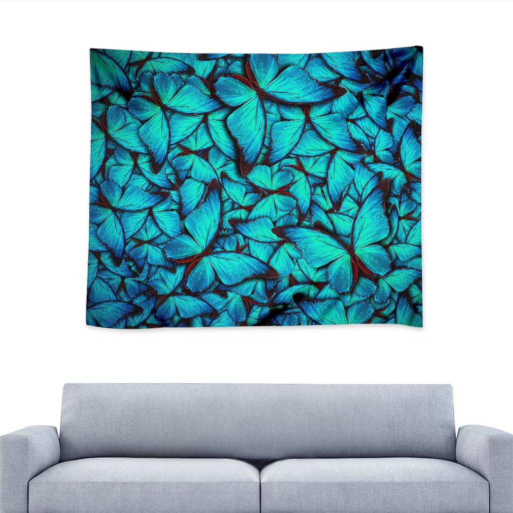 Turquoise Butterfly Pattern Print Tapestry