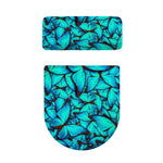 Turquoise Butterfly Pattern Print Toilet Lid And Tank Cover Set