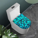 Turquoise Butterfly Pattern Print Toilet Lid Cover