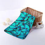 Turquoise Butterfly Pattern Print Towel