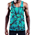 Turquoise Butterfly Pattern Print Men's Workout Tank Top