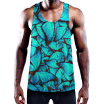 Turquoise Butterfly Pattern Print Training Tank Top