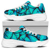 Turquoise Butterfly Pattern Print White Chunky Shoes