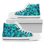 Turquoise Butterfly Pattern Print White High Top Sneakers