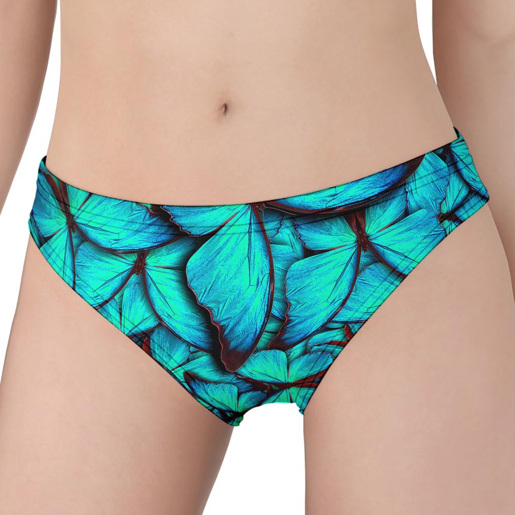 Turquoise Butterfly Pattern Print Women's Panties