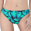 Turquoise Butterfly Pattern Print Women's Thong