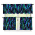 Turquoise Dragon Scales Pattern Print 3 Piece Kitchen Curtains