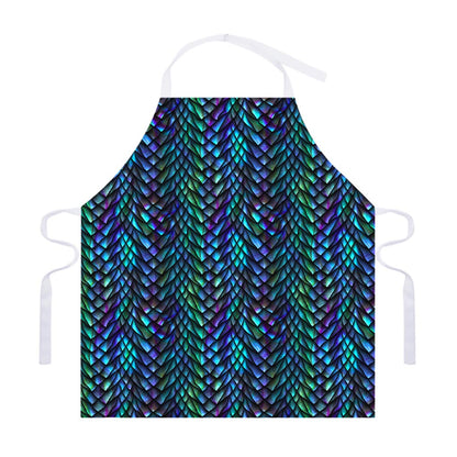 Turquoise Dragon Scales Pattern Print Adjustable Apron