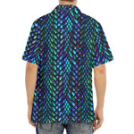 Turquoise Dragon Scales Pattern Print Aloha Shirt