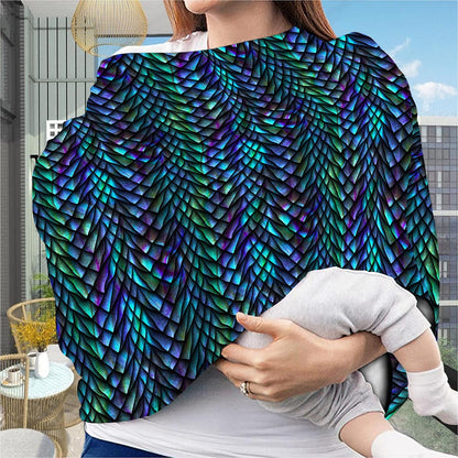 Turquoise Dragon Scales Pattern Print Baby Seat Cover