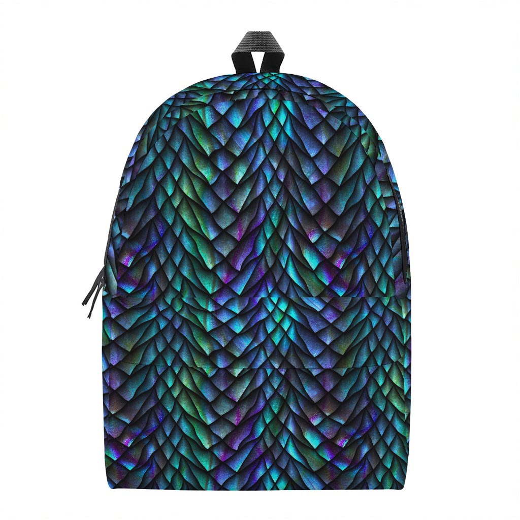 Turquoise Dragon Scales Pattern Print Backpack
