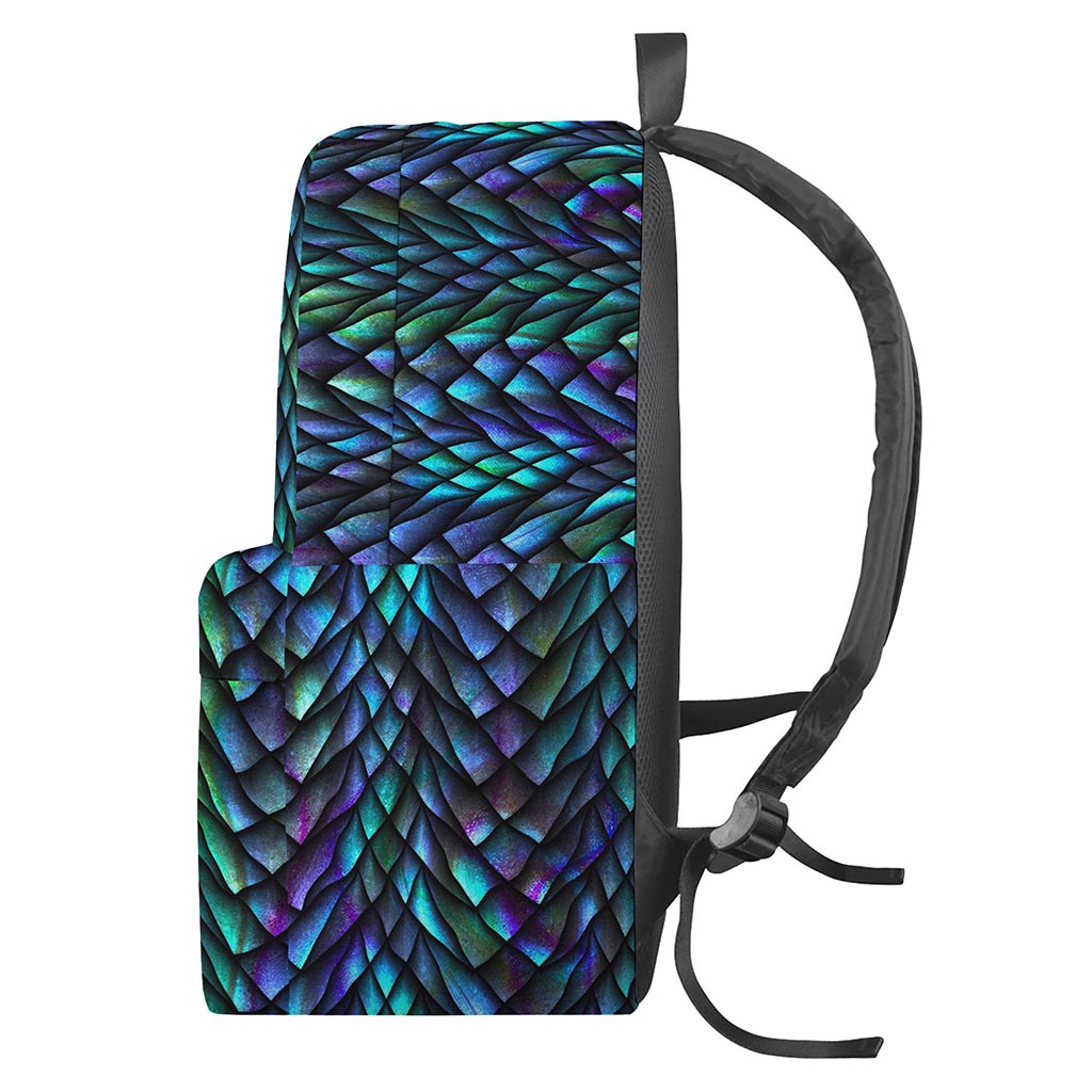 Turquoise Dragon Scales Pattern Print Backpack