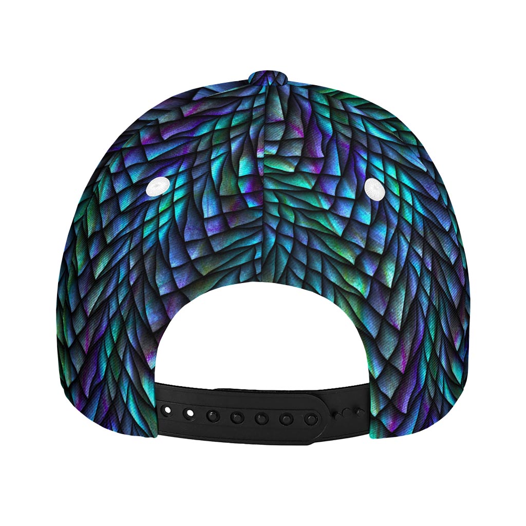 Turquoise Dragon Scales Pattern Print Baseball Cap
