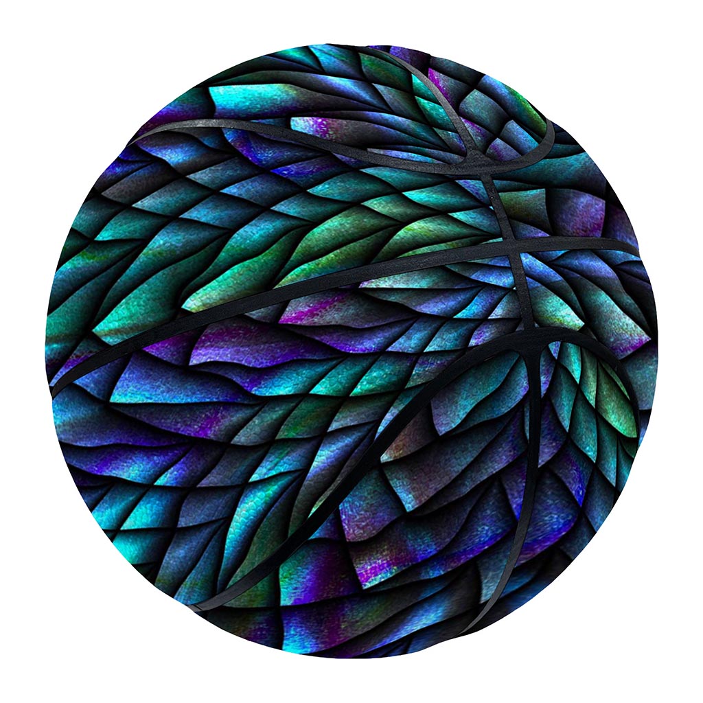 Turquoise Dragon Scales Pattern Print Basketball