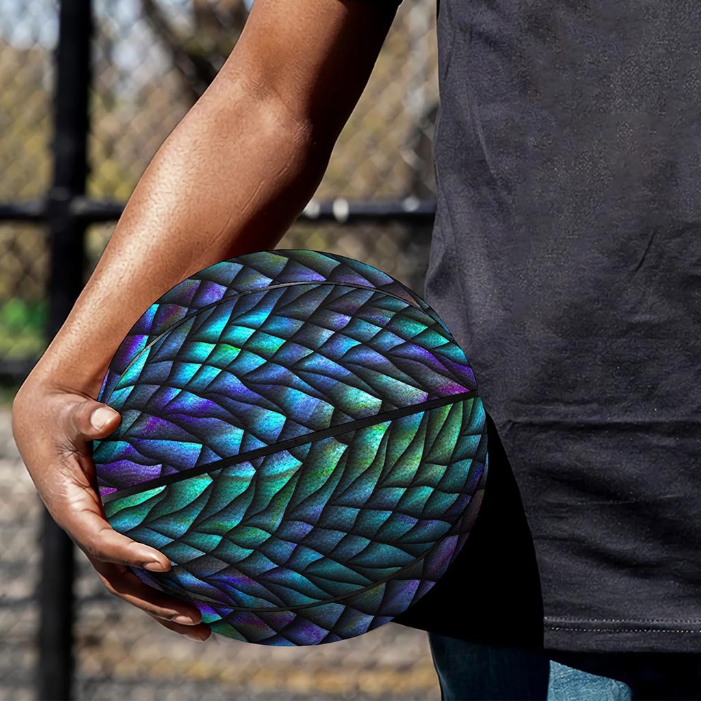 Turquoise Dragon Scales Pattern Print Basketball