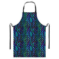 Turquoise Dragon Scales Pattern Print Bib Apron With Pocket