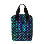 Turquoise Dragon Scales Pattern Print Bible Tote Bag